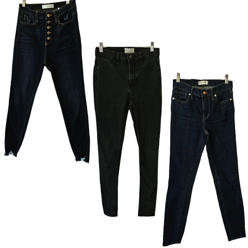 3 Madewell Kancan Free People Jeans‎ Size 26 & 27 High Riser Skinny Button Fly